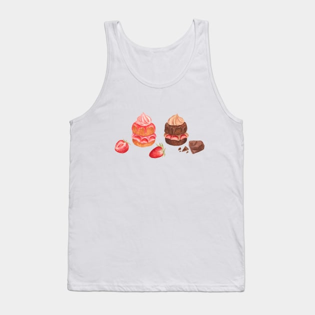 Chocolate and strawberry cakes Tank Top by Flowersforbear